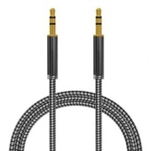 Аудио  кабель с 3,5 на 3,5 Am-Am (1,0м) круглый, плетеный, черный 4 контакта Hcjtwin