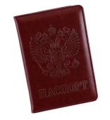 Обложка для паспорта темно-красная с гербом 112356