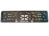 Рамка для номера с защелкой "Toyota" (серебро)