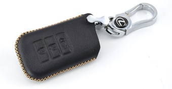 Чехол для штатного ключа Lexus премиум 3 к. ЗОБ кожа черный