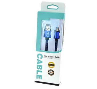 Кабель USB - microUSB плетеный синий 1,0м Cable
