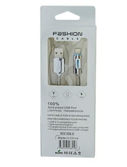 Кабель USB - Apple Lightning плетеный с индикатором серый 1,0м