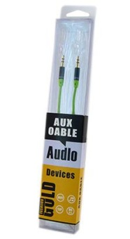 Аудио  кабель с 3,5 на 3,5 Am-Am (1,0м) круглый, зеленый 3 контакта