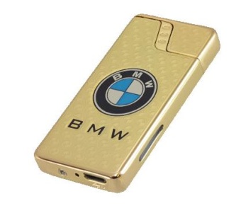 Зажигалка электронная HR808 золотистая BMW