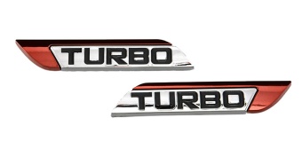 Наклейка металл "Turbo" красная 11,8х2,3см