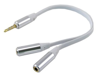Аудио  кабель разветвитель с 3,5 на 2х3,5 Am-Af серебристый 4 контакта