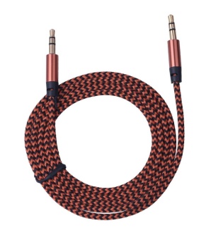 Аудио  кабель с 3,5 на 3,5 Am-Am (1,0м) круглый, плетеный, оранжевый 3 контакта Hcjtwin