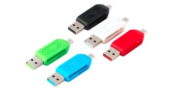 Картридер USB, microUSB красный