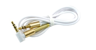 Аудио  кабель с 3,5 на 3,5 Am-Am (1,0м) круглый, угловой, белый 3 контакта