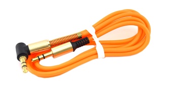 Аудио  кабель с 3,5 на 3,5 Am-Am (1,0м) круглый, угловой, оранжевый 3 контакта