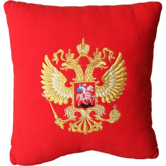 Подушка автомобильная с рисунком "Путин - герб России" 30х30см