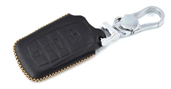 Чехол для штатного ключа Toyota Highlander старт стоп кожа премиум 3 кнопки ЗОБ черный