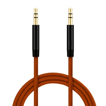 Аудио  кабель с 3,5 на 3,5 Am-Am (1,5м) тканевая оплетка, оранжевый 4 контакта