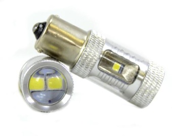Лампы BA15s (led) белые 6500К,  30Вт, 600Лм, (6 светодиодов), линза 2шт.