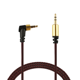 Аудио  кабель с 3,5 на 3,5 Am-Am (1,0м) плетеный, угловой, красно-черный 3 контактWIIIX CBA10-35-10R