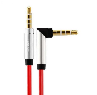 Аудио  кабель с 3,5 на 3,5 Am-Am (1,0м) круглый, угловой, красный 3 контакта Earldom