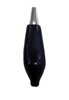 Клемма-зажим крокодил L= 55мм черная, изолированная ручка
