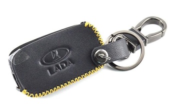 Чехол для штатного ключа Lada складного кожа черный